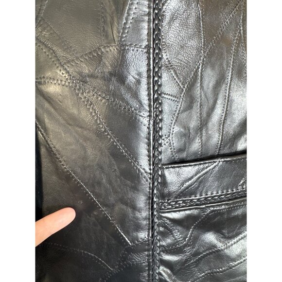 Diamond Plate Buffalo Leather Distressed Biker Vest Embroidered Roses Medium - Picture 4 of 8